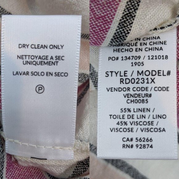 Splendid Linen Striped Shirt Dress NWT XS Pink Whi - Picture 9 of 9